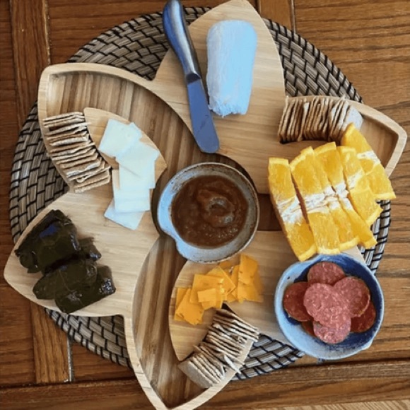 🆕 Allgoods Flower Bamboo Cheese Board Charcuterie Platter Floral Design Tray - Picture 3 of 3